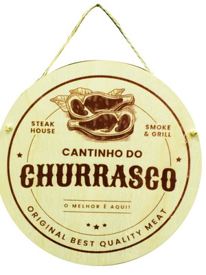 Placa redonda cantinho do churrasco - 28 cm