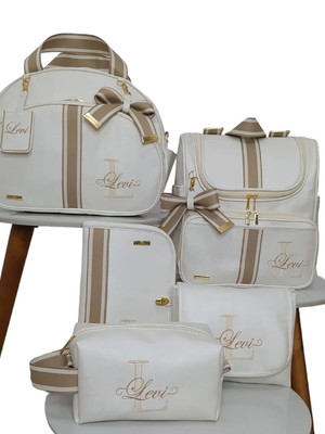 Kit de bolsas maternidade no linho bebê luxo completo