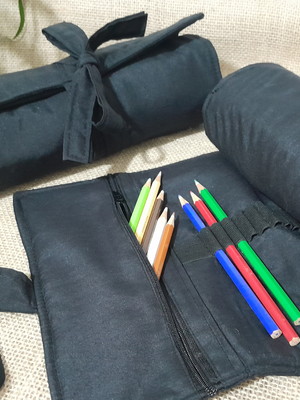 Kit 2 estojos pretos para 100 peças + bolso
