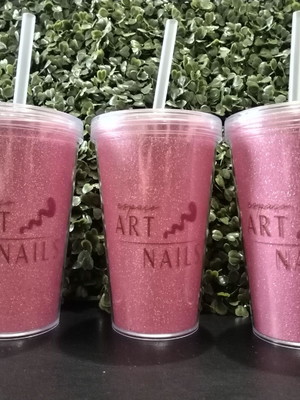 Copo parede dupla com glitter 700 ml