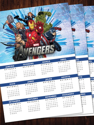 Pôster calendário vingadores (20x30cm)