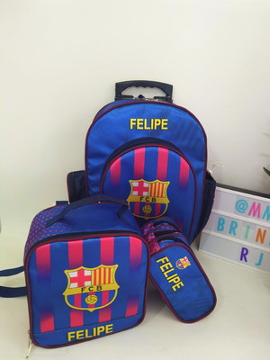 Kit mochila escolar barcelona - times de futebol