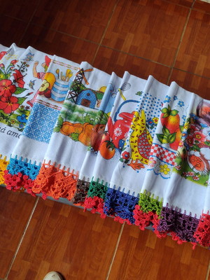 Kit 12 panos de prato com barrado de croche