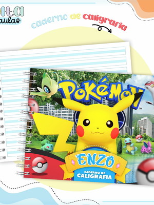 Caderno de caligrafia - pokemon go