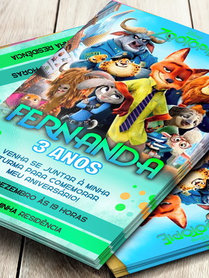 Convite impresso zootopia