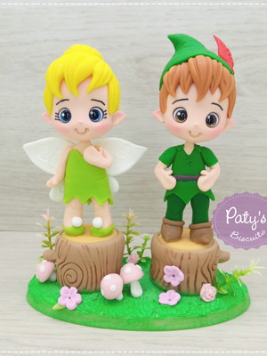 Topo de bolo peter pan e tinker bell