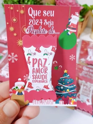 Card com bala natal (vermelho com branco)