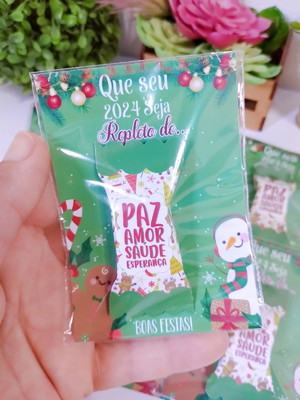 Card com bala natal (verde com branco)