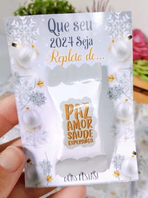Card com bala natal (prata, dourado e branco)