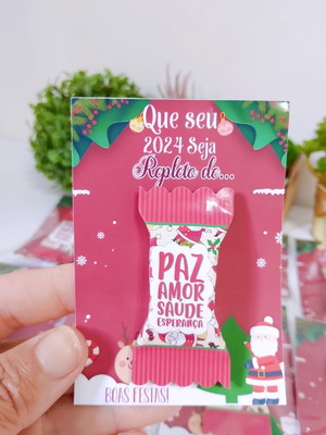 Card com bala natal (vermelho com branco)