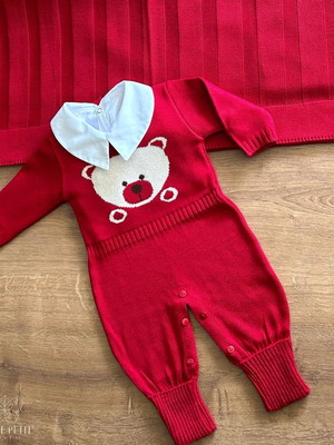 Saída de maternidade ursinho menino cor vermelho rn