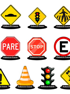 Centro de mesa 10cm placas de transito