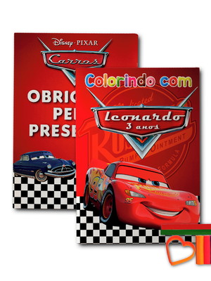 Livrinho colorir + massinha festa tema carros