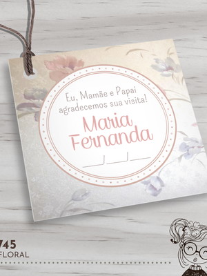 Tag quadrada floral - 00745