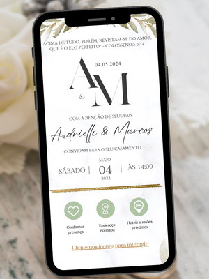 Convites de casamento digital interativo personalizado