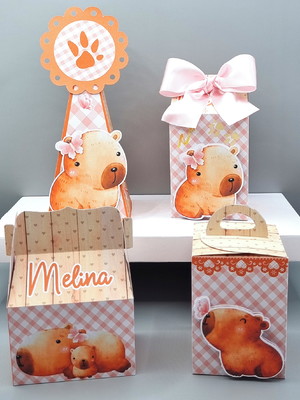 Kit de caixas personalizadas 30 peças - capivara modelo 2