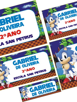 Kit de etiquetas material escolar sonic