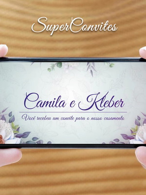 Convite casamento digital - floral azul