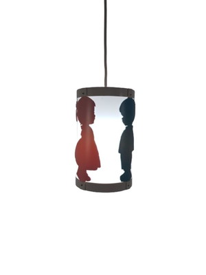 Pendente silhueta infantil menino e menina