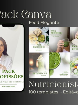 Nutricionista - pack canva feed elegante - 100 templates