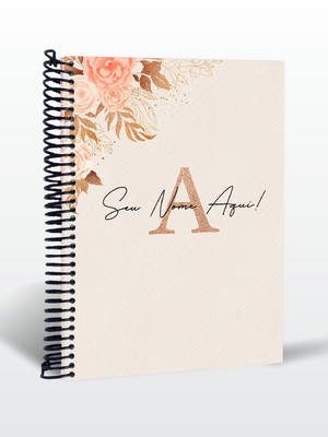 Caderno personalizado com nome floral 01 14x21cm