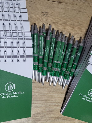 Bloquinho e caneta com logo kit com 10 unids