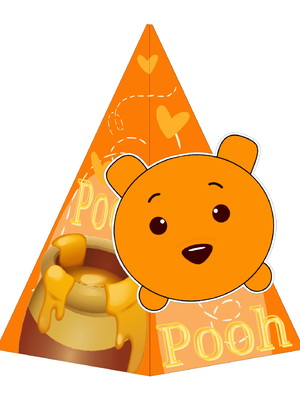 10 caixas cone ursinho pooh baby com aplique 3d