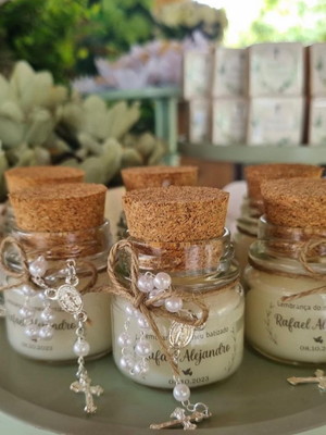 Kit 20 mini velas perfumadas lembrancinha batizado