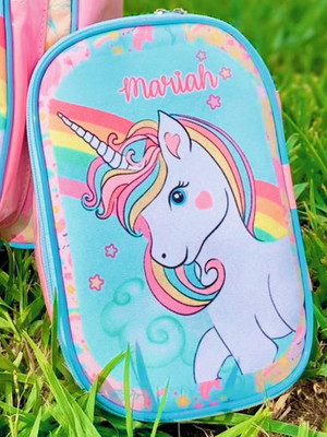 Estojo escolar personalizado tipo kipling - unicórnio