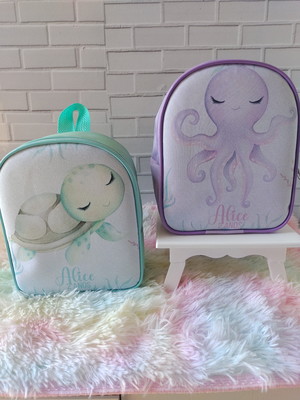 Kit 10 mochilinha personalizada fundo do mar