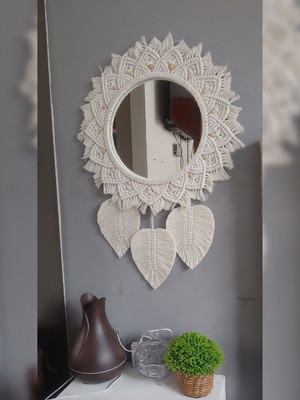 Mandala macrame com espelho