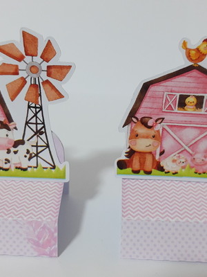 Porta bis duplo - fazendinha aquarelada rosa