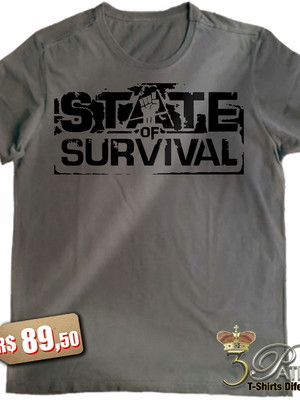 Camiseta state survival em 100% algodão premium estonado