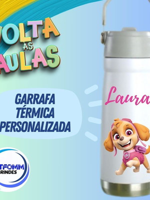 Garrafa térmica flip straw personalizada