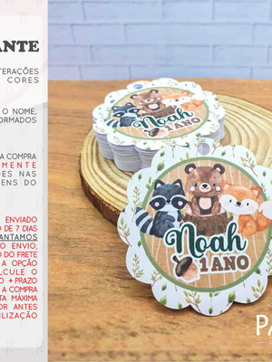 Tag personalizada lembrancinha bosque encantado verde - 5cm