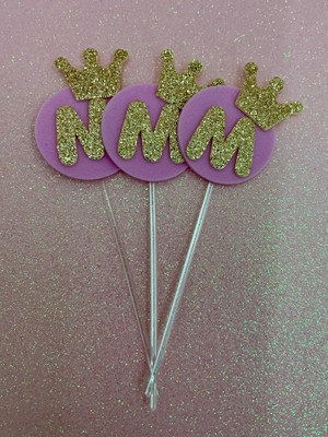 Kit topper docinho realeza rosa -50unidades
