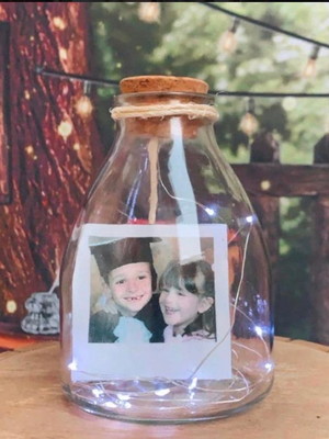Pote de vidro com led dia das mães