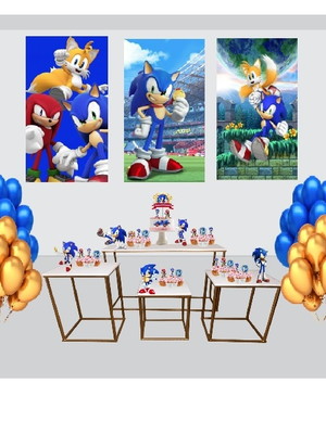 Kit decoração de festa sonic simples pôster a3