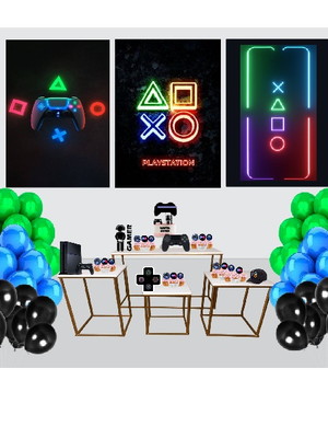 Kit decoração de festa vídeo game simples pôster a3