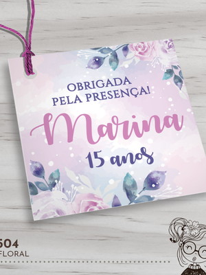 Tag quadrada floral - 00504