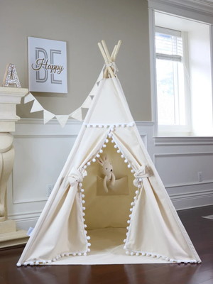 Cabana infantil algodão led almofadas cordão de bandeirinha