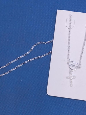 Corrente com pingente 40 cm,folheado a prata 50 milésimos