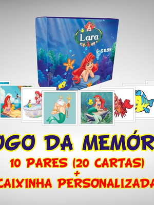 Jogo da memória pequena sereia lembrancinha de aniversário