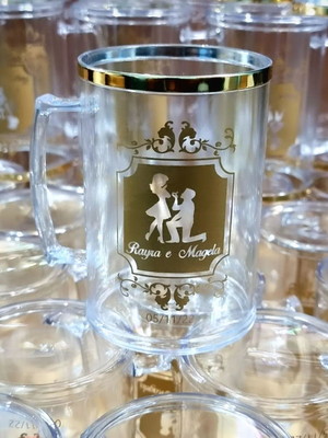 Canecas de chopp 350ml transparente com borda