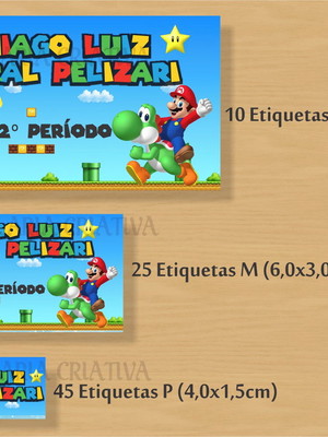 Kit de adesivo escolar glossy- super mário bros