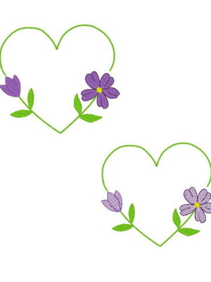 Matriz moldura coração e flores