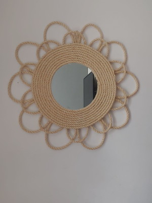 Mandala de corda com espelho de 25cm