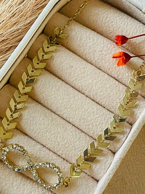 Colar feminino luxo choker banhado a ouro pingente infinito