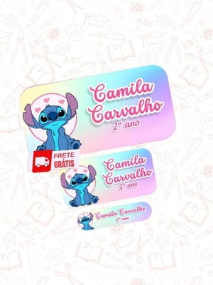 Etiqueta escolar stitch 150un frete grátis