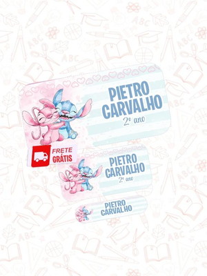 Etiqueta escolar stitch 150un frete grátis